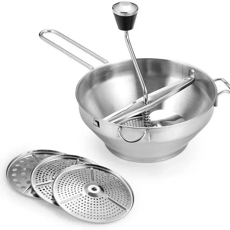 for Kitchen Knife Thread Handle Stainless Steel Manual Vegetable Mixer Mud Grinding Hand Crank Stirring Stick