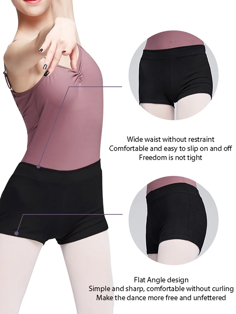 Short de danse de Ballet en coton noir pour femmes, Leggings professionnels pour dames, pantalon Boxer une troisième longueur pour danser les filles, entièrement en coton