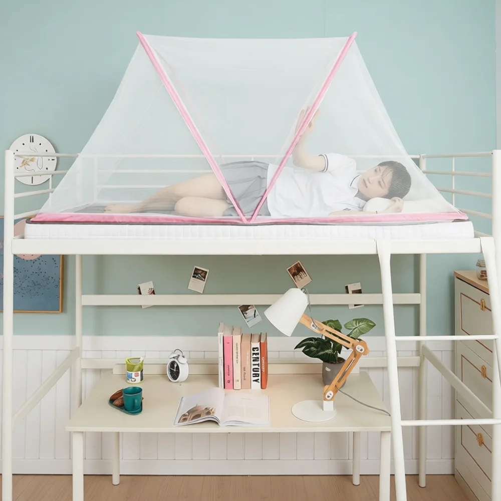 Portable Foldable Bed Canopy Mosquito Net Installation Free Mesh Tent For Student Bunk Bed Home Sleeping Defense