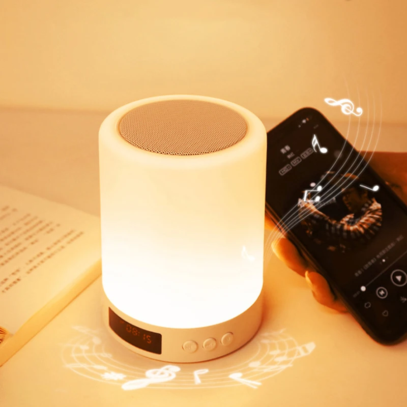 

Bluetooth Speaker LED night light table lamp desk lights Alarm clock Charge indoor lighting bedroom bedside living room home