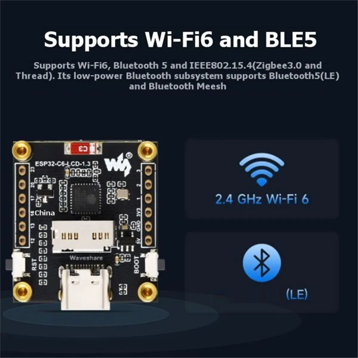 Superdeal*GO  -C6 1.3-Inch RGB LED Display Development Board 240x240 ST7789 Driver WiFi 6 Bluetooth 5 Without Pin Header