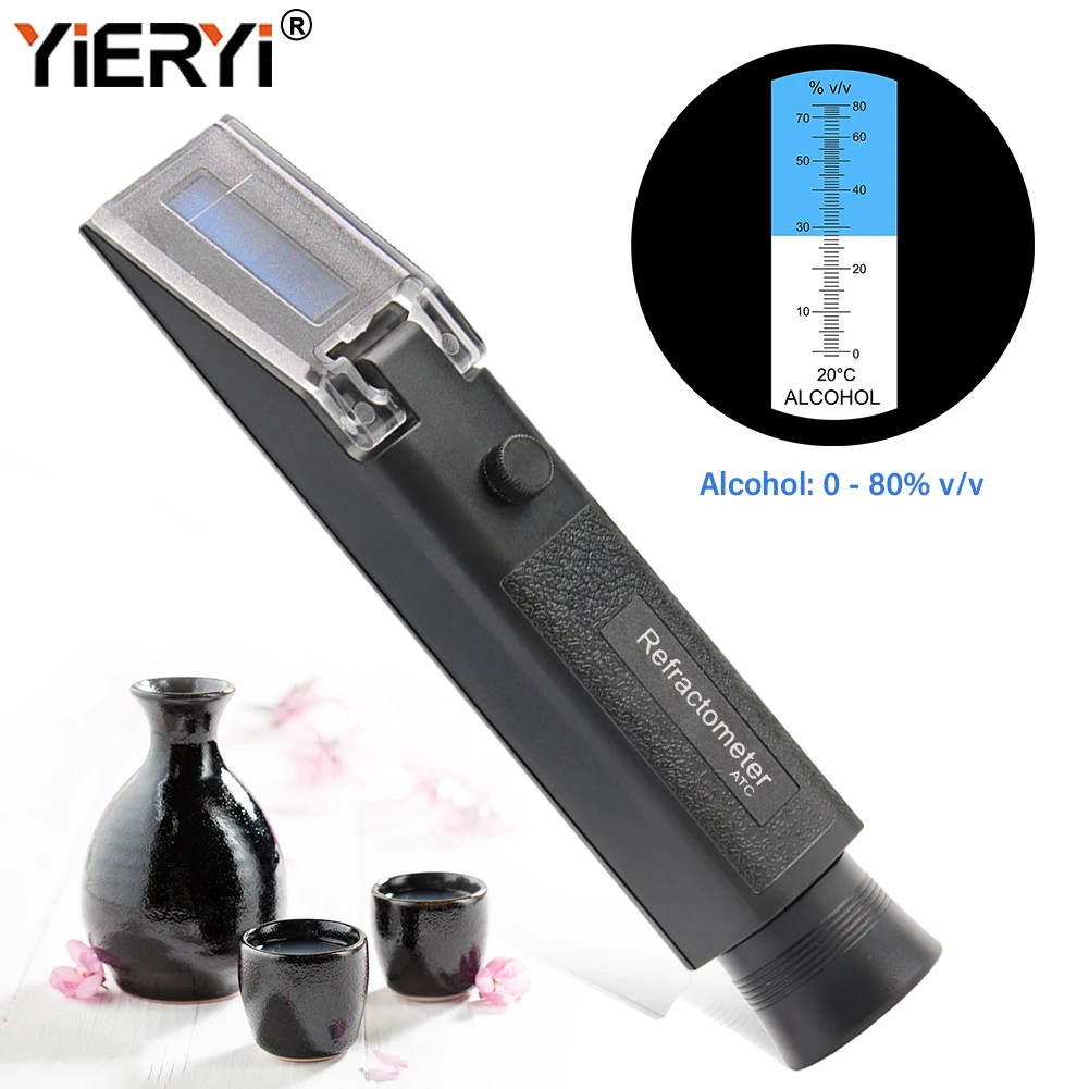 New Specialised 0-80% Alcohol Refractometer ATC Alcohol Content Tester Brew Meter Whisky Brandy Vodka Tequila Chinese Spirits