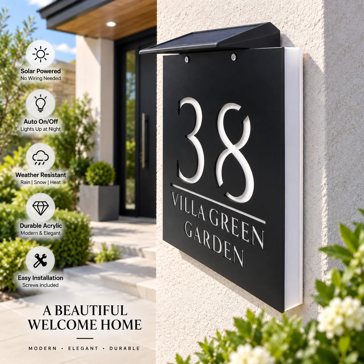 Plaque d'adresse LED solaire p - Outdoor Power Number avis et prix