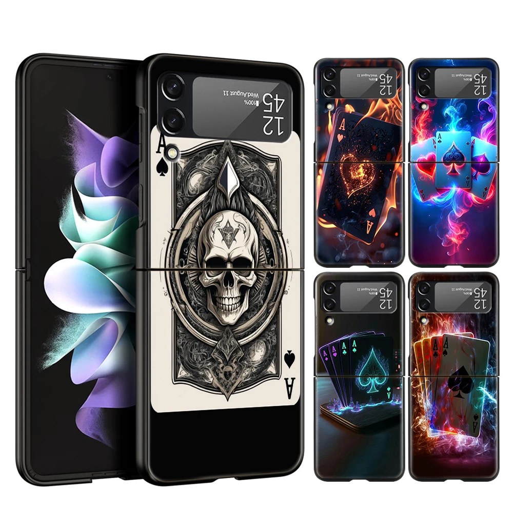 Ace Of Spades Hard PC Phone Case For Samsung Galaxy Z Flip 6 5 4 Black Cover For Galaxy Z Flip 3 Foldable Shockproof Capas Bags