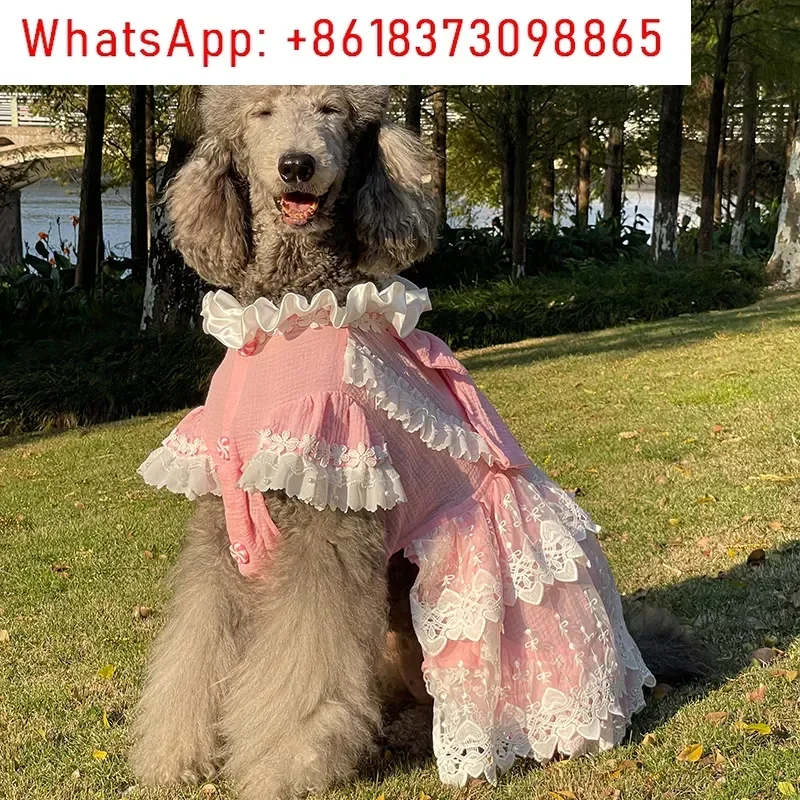 Spot goods Spring Autumn Dog Clothes for Medium Large Dogs Pink Candy Princess Dress
