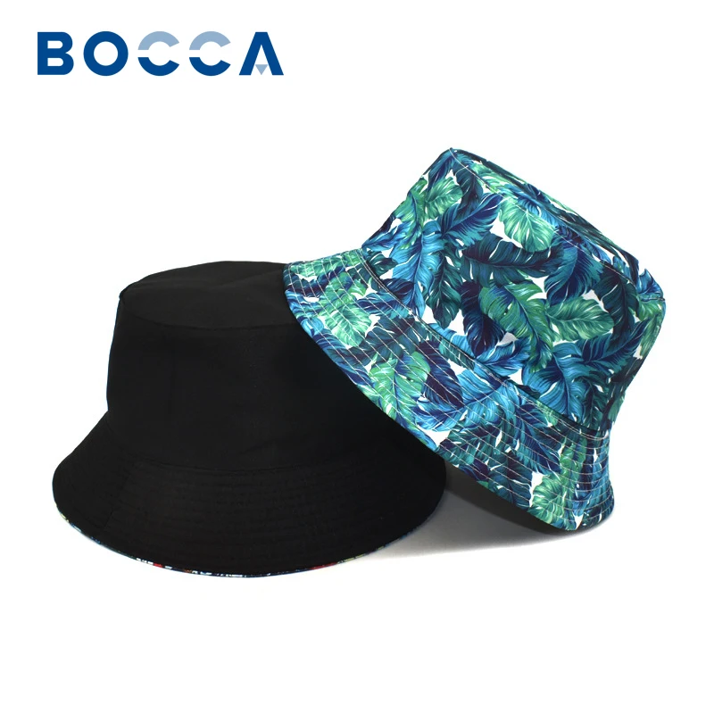 Bocca Leaf Bucket Hat Green Panama Fisherman Hats For Men Women reversibile Summer Outdoor Beach Travel Sun Cap Gorras 2023 nuovo