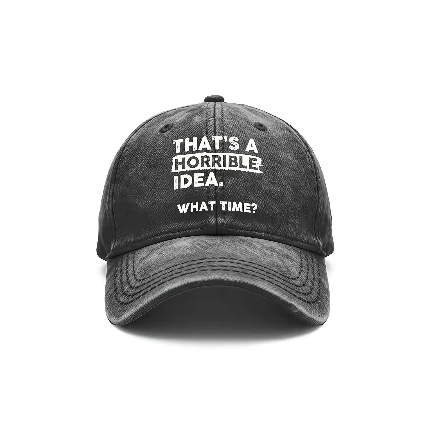 Washable Baseball Cap for Men and Women, Couple Style, Stain-Resistant, Wrinkle-Resistant, Retro Street Style, Humorous Text Print Pattern, Trendy Fashion Casual Baseball Cap, Soft Top Sun Protection Hat, Breathable and Comfortable Baseball Cap, Versatile Personalized Sports Cap, Outdoor Travel Street Photography Couple Hat, All-Season Curved Brim Hat, Simple and Exquisite Craftsmanship, Adjustable Buckle Design, Essential Item for Enhancing Your Face Shape.