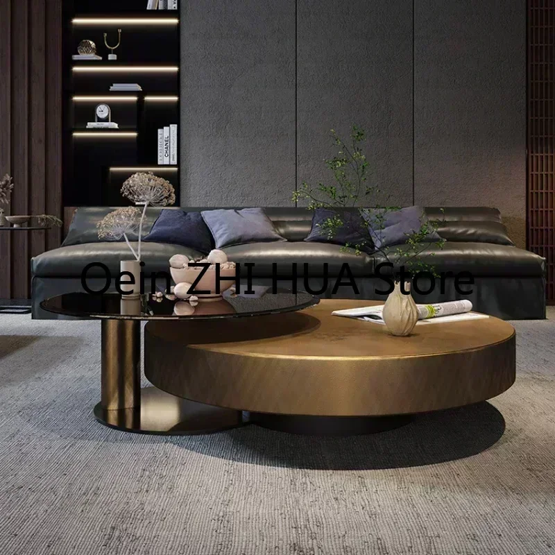 Round Tavolini Soggiorno Hotel Living Room Design Modern Glass Coffee Tables Tea Luxury Mesa Posta Nordic Furniture QF50CT