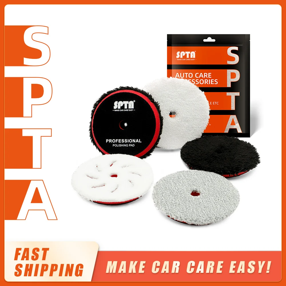 

(Bulk Sales 2Pcs & 5Pcs) SPTA 3"/5"/6" Fast Finishing Microfiber Polishing Pad Polishing Disc Kits For DA/RO Car Polisher