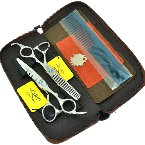 Tijeras de corte de pelo de barbero de acero inoxidable de 5,5 ""/6,0"", tijeras de adelgazamiento para salón de peluquería, tijeras de corte de pelo A0018D