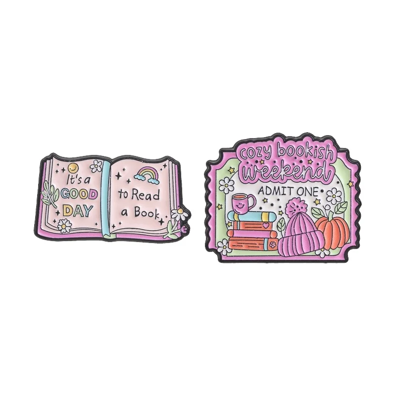 Cozy Bookish Weekend Admit One Ticket Enamel Pin It's A Good Day To Read A Book Brooch Bag Clothes Badge Jewelry Gift for Friend