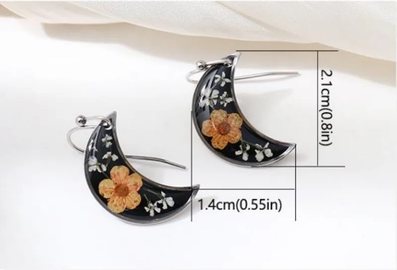 Pressed Flower Geometric Earrings Epoxy Resin Jewelry For Women 14