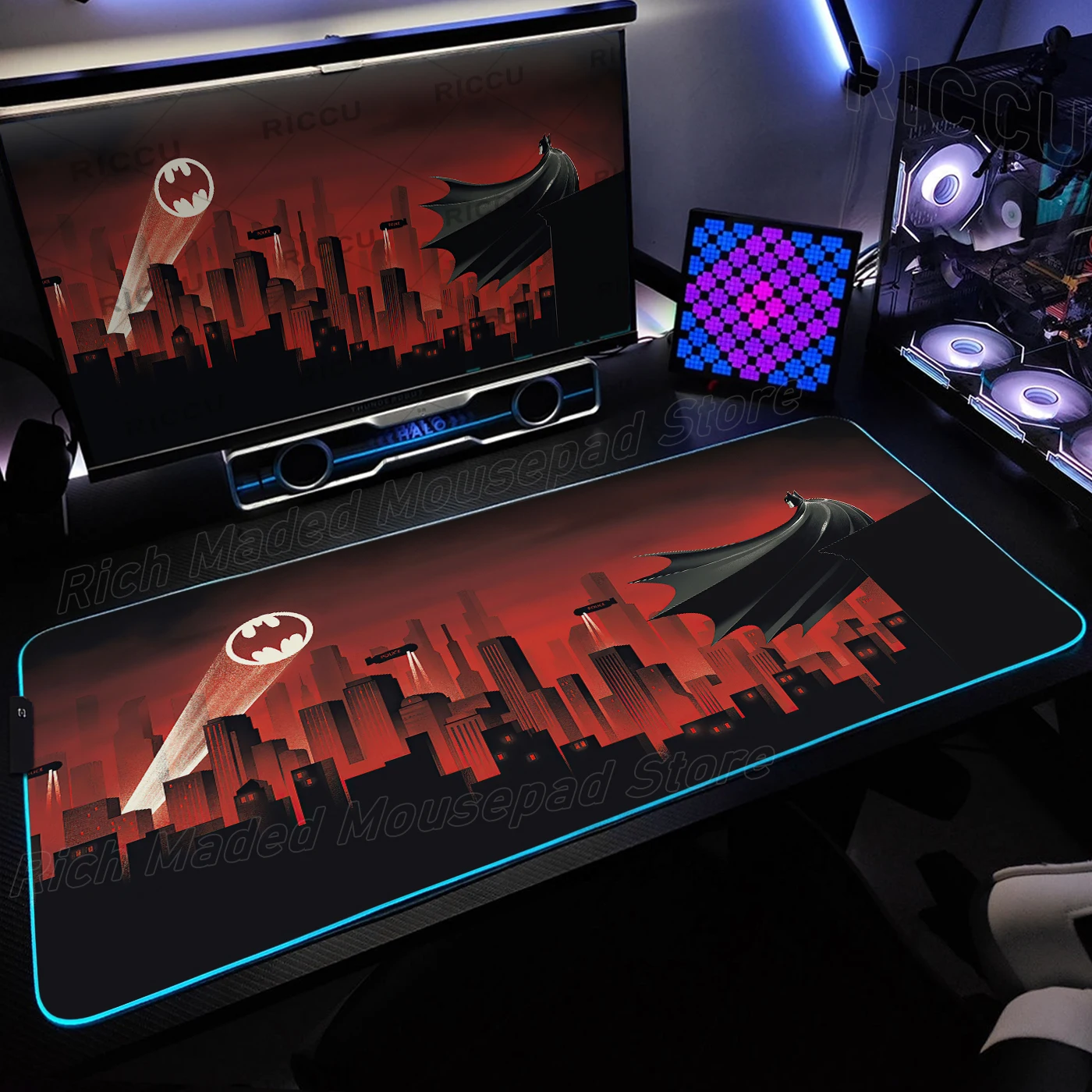 

Rgb Gamer Desk Mat PC Accessories B-Batmans Large Mouse Pad Backlight Led Mousepad Gaming Keyboard Deskmat Big Mausepad Playmat