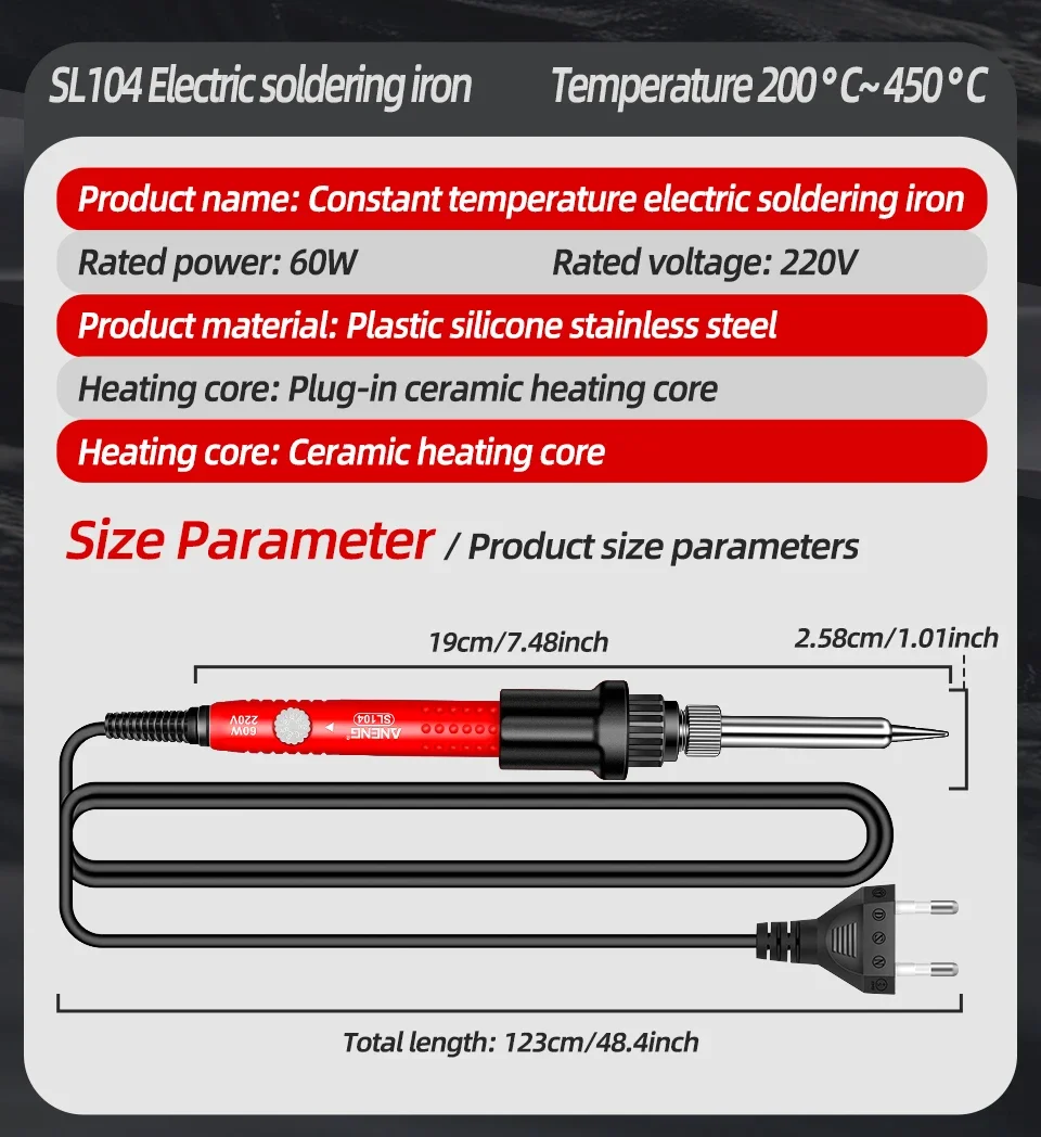 ANENG SL105 elektrisches Lötein 60W Display verstellbar 180 ° C ~ 520 ° C Temperatur professionelle tragbare Schnellheizung Schweißen Reparatur 220V Kit – Detail 14
