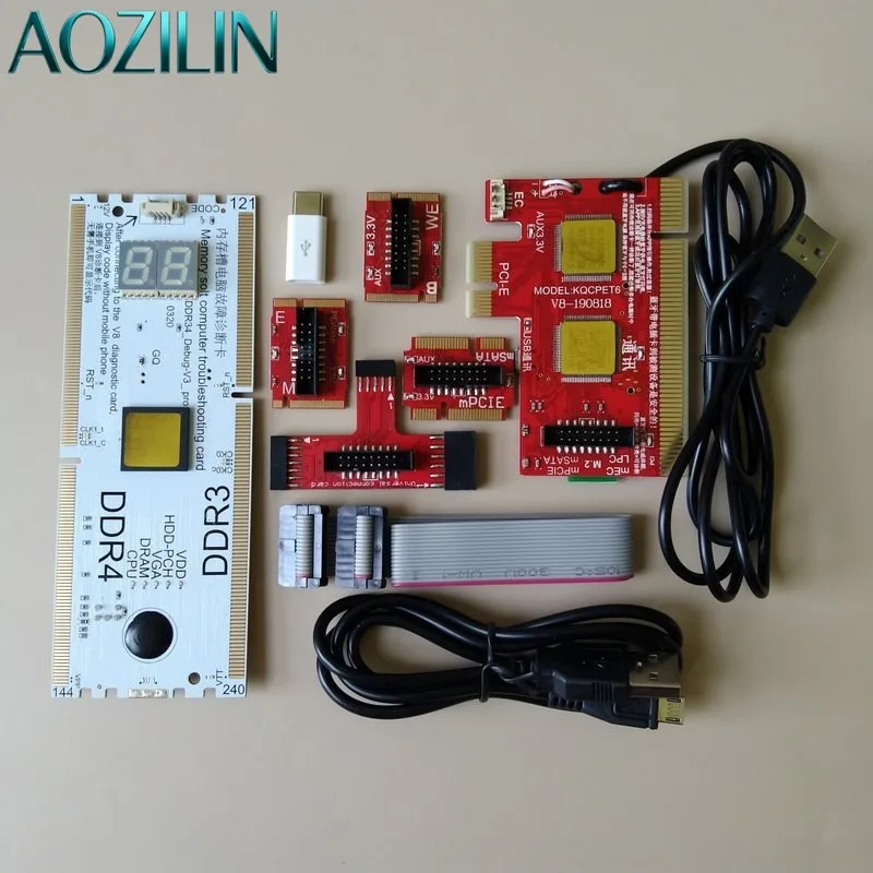 AOZILIN USB Supported Motherboard Debug Diagnostic Card PC Hardware Tester for CPU Memory Graphics Card Fault Detection