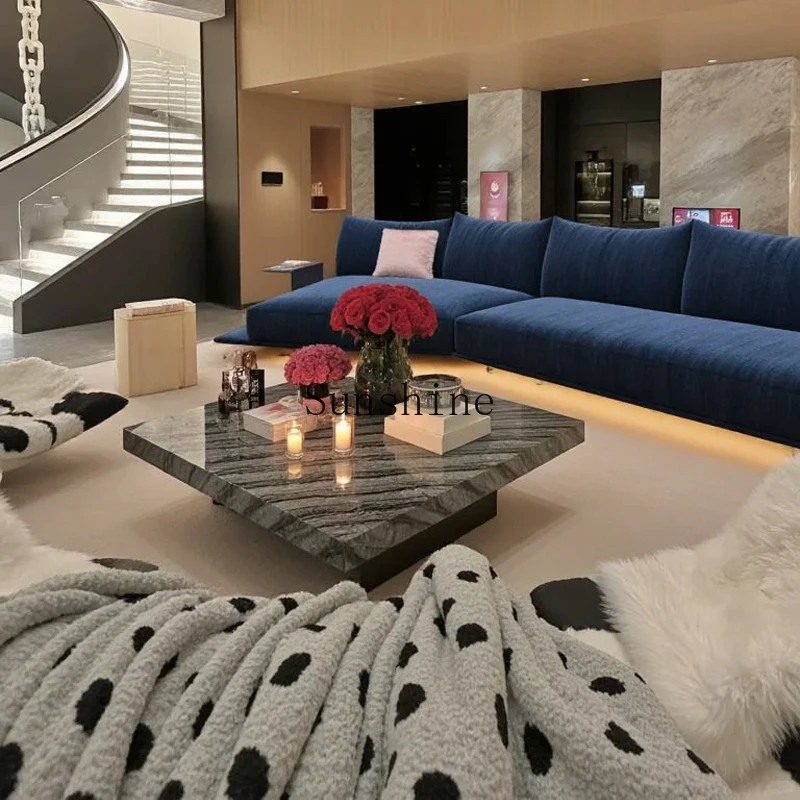 

Natural ancient wood pattern luxury stone coffee table living room large apartment Italian minimalist
