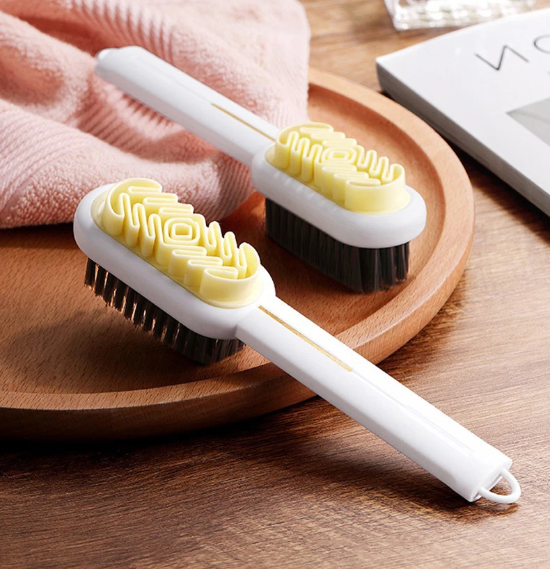 2 Sided Long Handle Suede Cleaning Brush Shoe Brush Sneakers Cleaner Shoes Stain Dust Boot Cleaner Stain Removal Rubber Brush