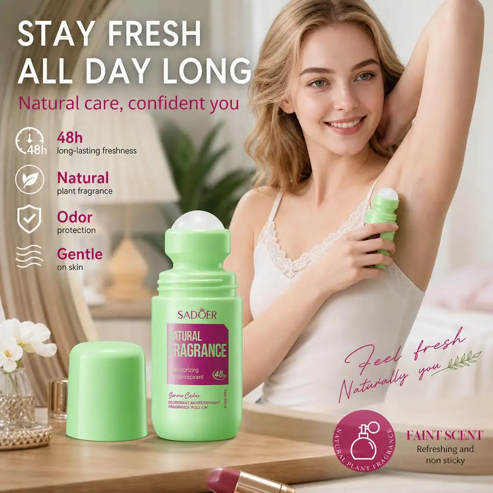 SADOER Underarm Deodorant Roll On Antiperspirant Stick 48h Long Lasting Fragrance Body Odor Summer Fresh Portable Sweat Reliever