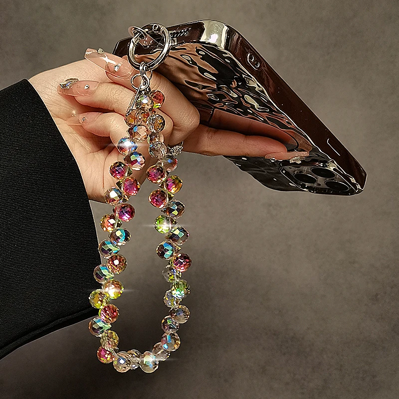 Mobile Phone Lanyard High-end Luxury Short Water Drop Crystal Hanging Chain Hand-beaded Wrist Chain Hand-held Pendant