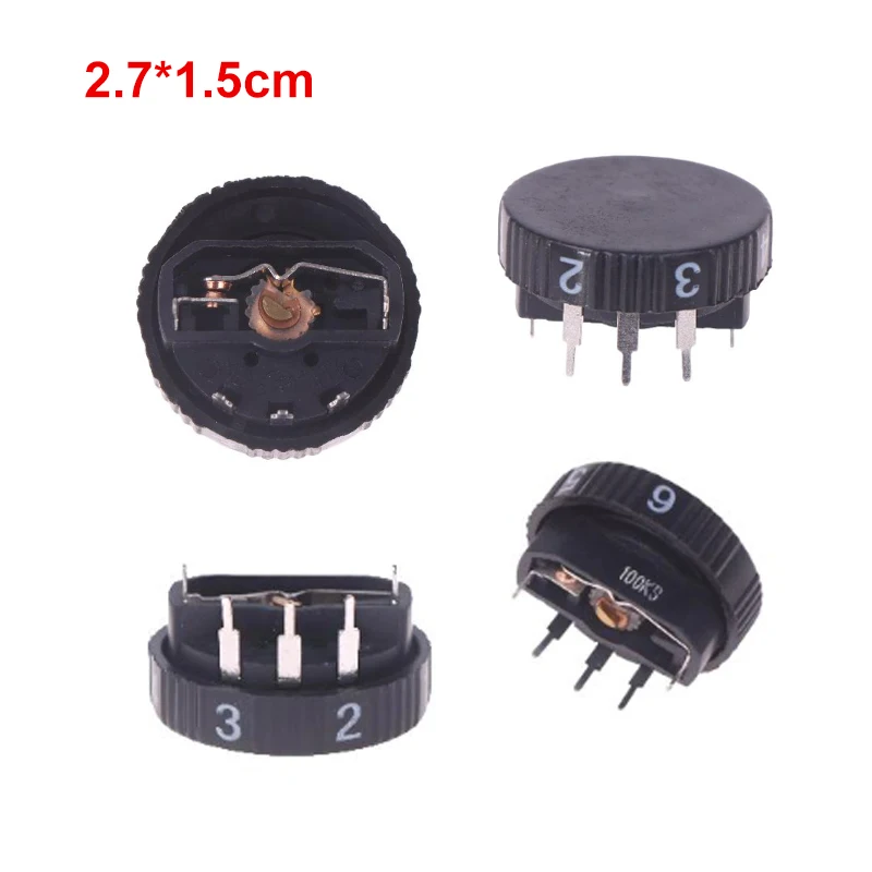1Pcs WH 28-T Back B100K 5 Pin Pulley Potentiometer Rotates 10 Lower Belt Switch