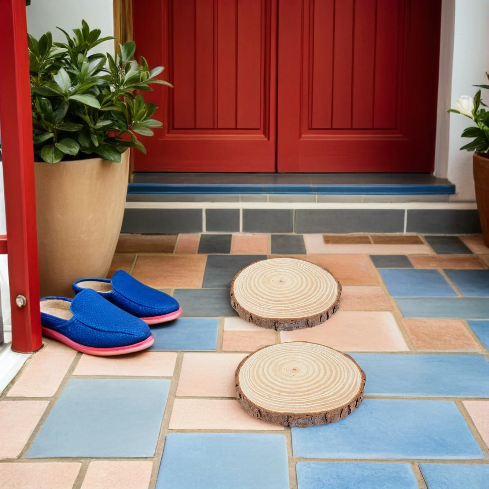 

Wooden Garden Stepping Stone Durable Lawn Wood Paver Outdoor Pathway Decorative Garden Wood Log Stepping Stones for Walkway