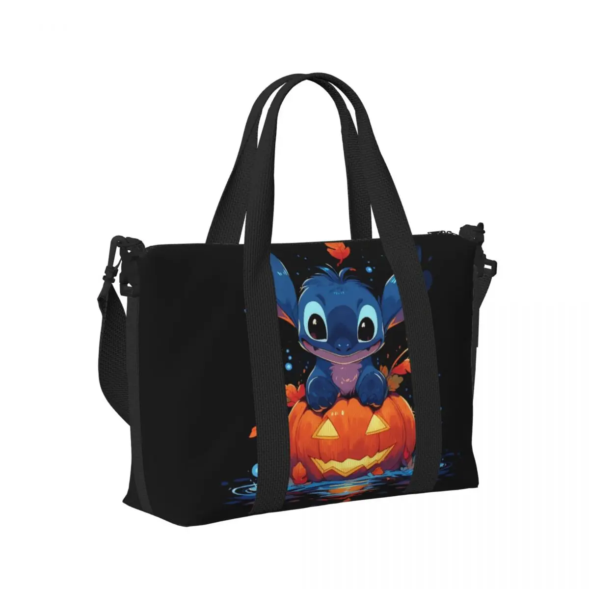 Custom Halloween Stitch Tote Bag for Women Big Capacity Disney Gym Beach Travel Bags