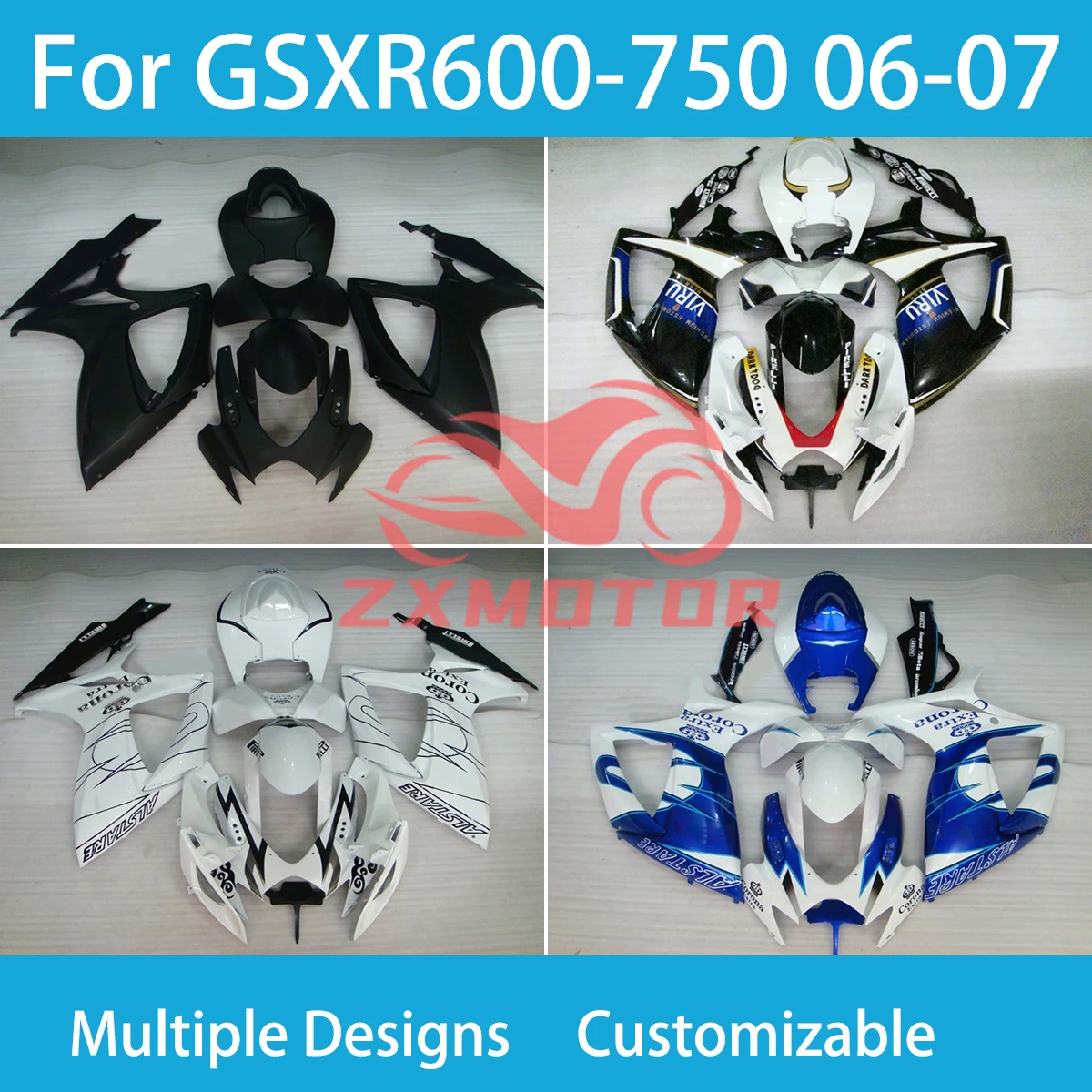 ABS Fairings for SUZUKI K6 GSXR 600 750 06 07 Motorcycle Fairing Set Bodywork Panel Kit Fit GSXR600 GSXR750 2006 2007