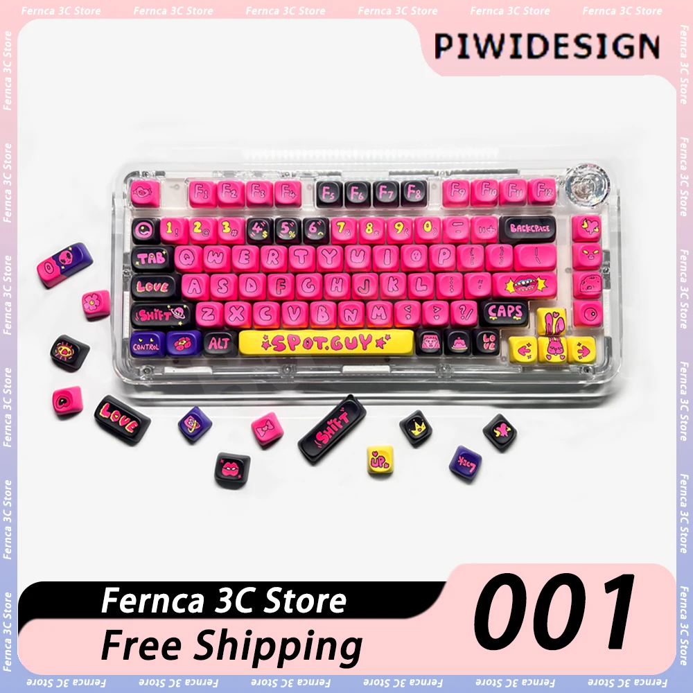 

PIWIDESIGN 001 Keycaps SPOTGUY Keycap Sublimation Ergonomics 130 Keys For Mechanical Keyboard Pc Gamer Office Accessories Gifts