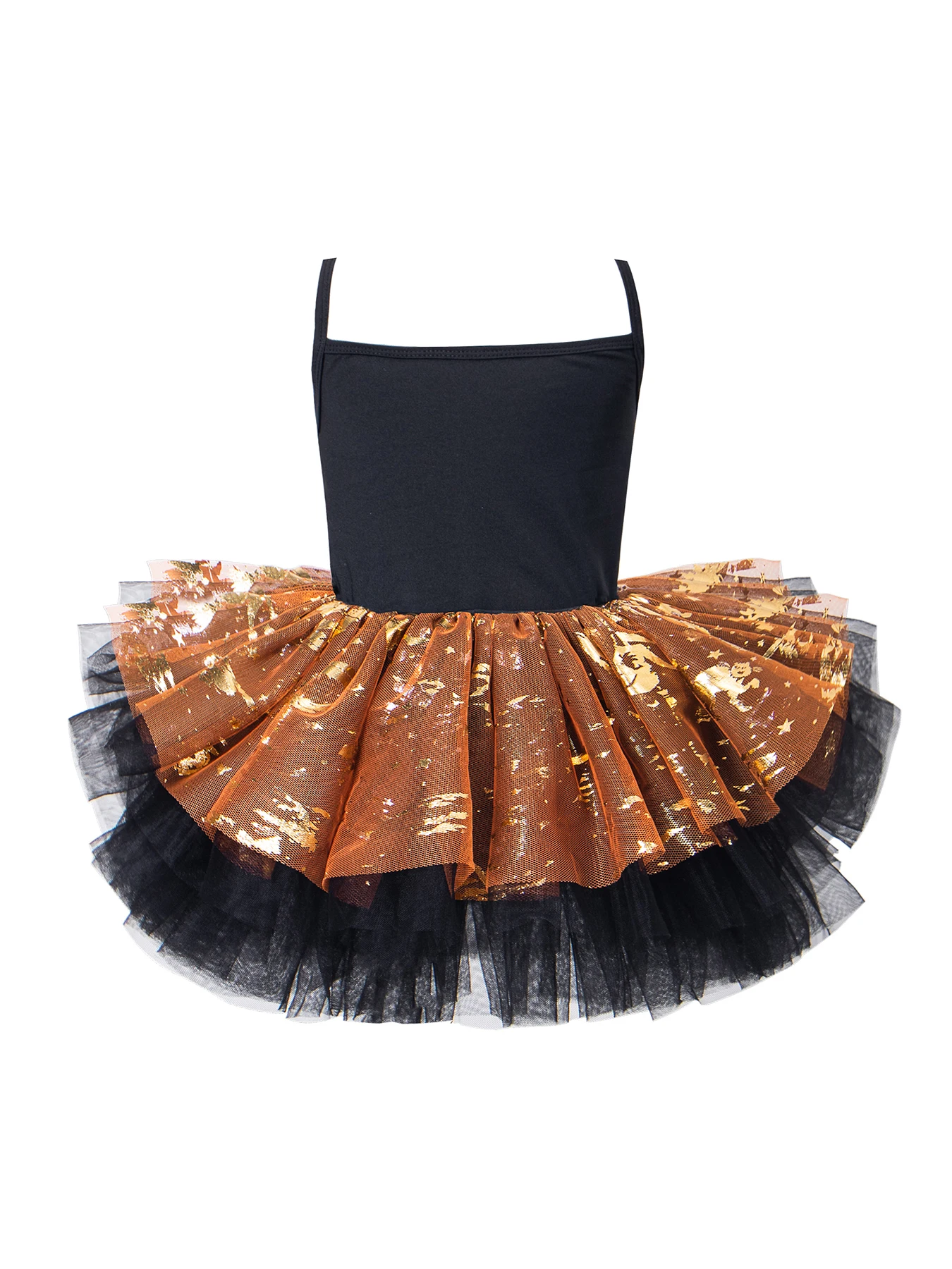 Girls' Halloween Ballet Dress, Skin-Friendly, Breathable, High-Elastic, Slim-Fit Mesh Tutu Skirt, Children's Dance Party Princess Dress