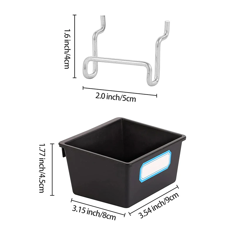 Bacs de rangement efficaces pour panneau perforé avec crochet, pratique, panier pour atelier, garage, accessoires d'organisation, outils, 1 ensemble