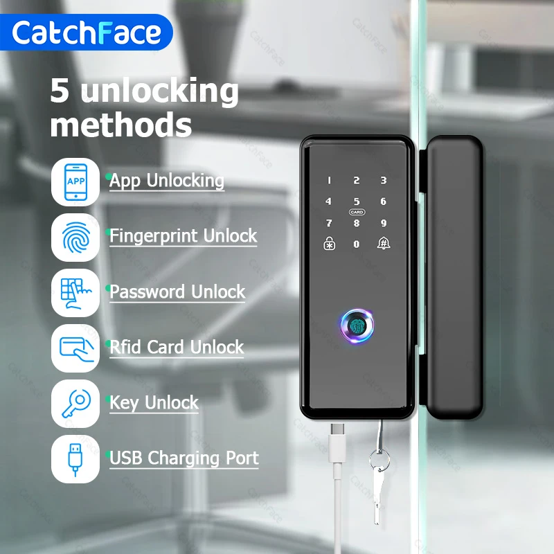 Mechanical Key TTLOCK Smart Lock For Glass Door Fingerprint Code Card Electronic Door Lock Digital Lock Sliding Door