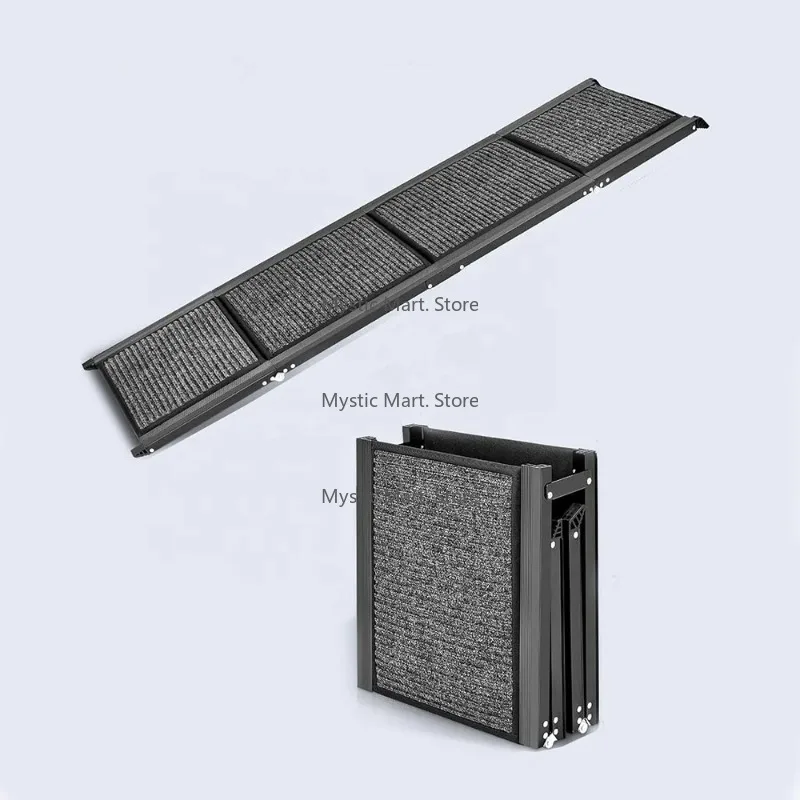 

Foldable Dog Aluminum Car Ramp with Soft Surface Pet Step for Vehicle