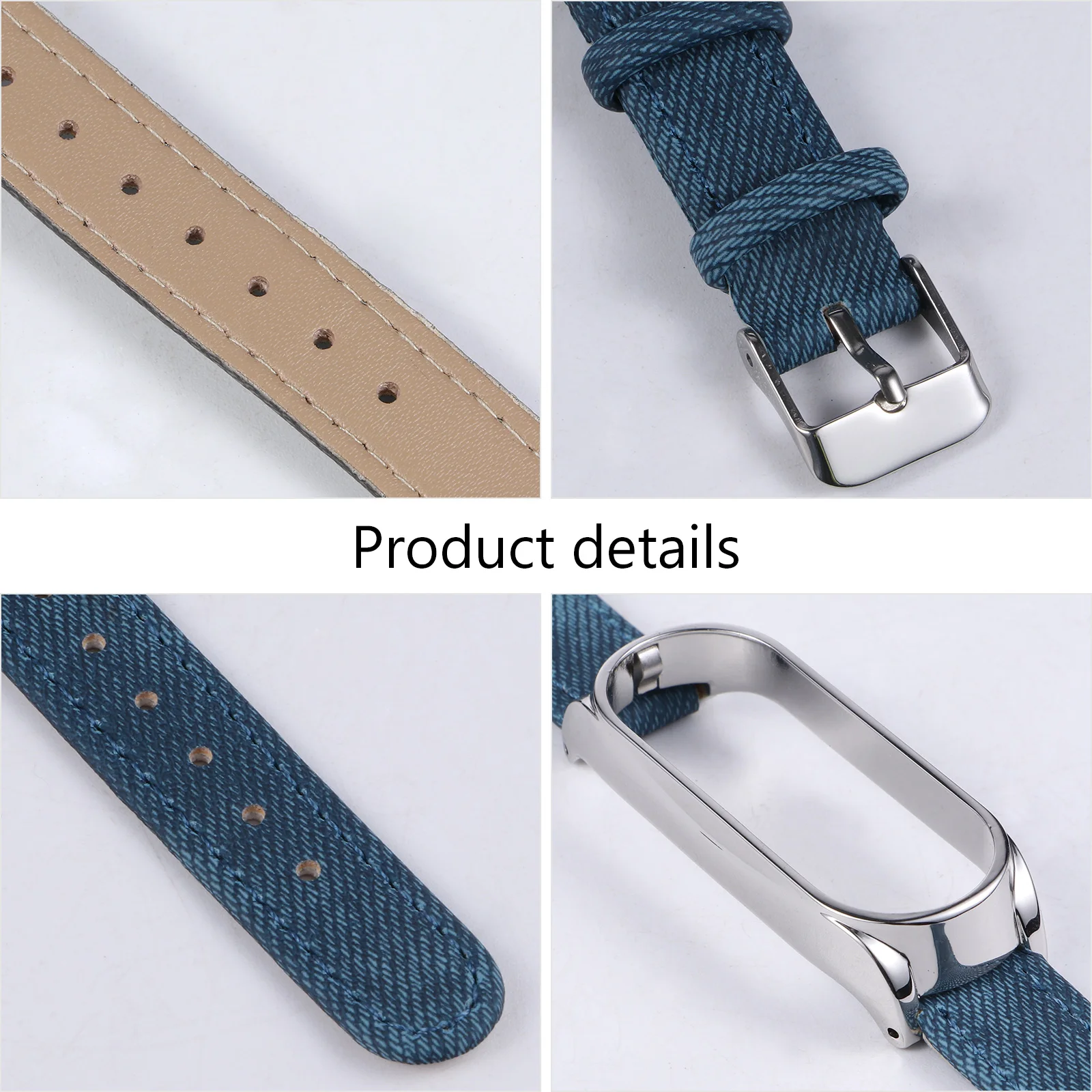 

Adjustable Blue Denim Watch Strap Compatible With Xiaomi 5/5 Durable Stylish Replacement Wristband Retro Lightweight