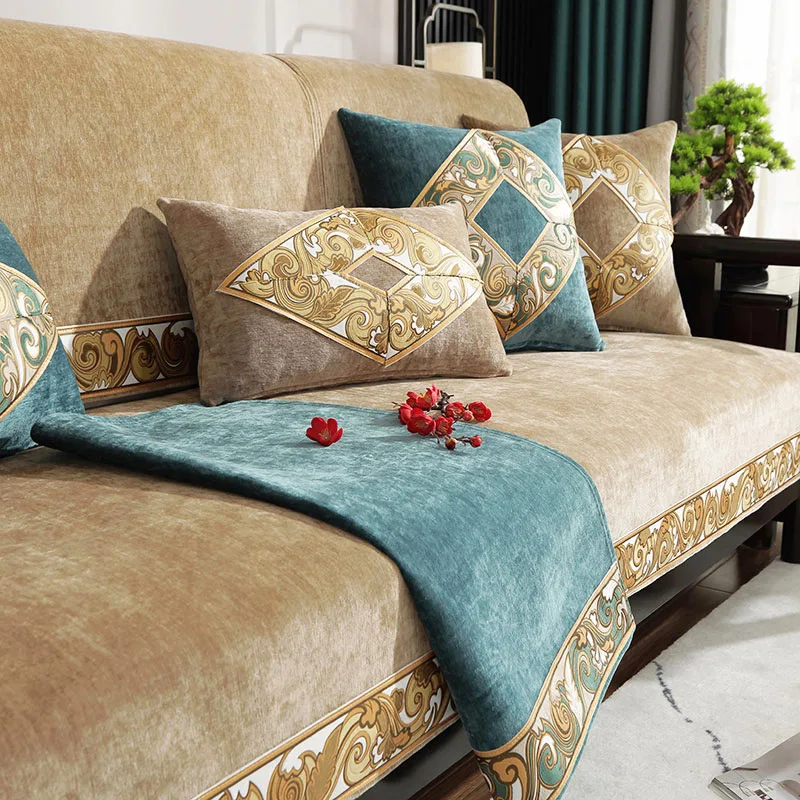 Chenille Sofa Towel Anti-slip Couch Covers for Living Room Furniture Luxury Solid Sofa Cover Chinese Style High Grade