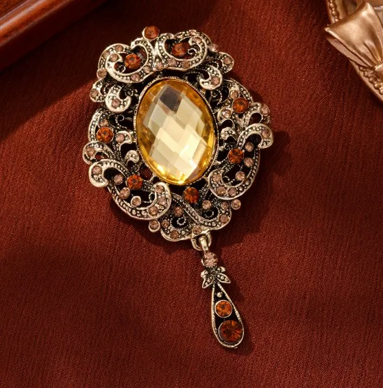 

Женская брошь в стиле ретро = подвеска с кристаллами, цветок на груди, антибликовая, зажим для воротника, аксессуары для одежды