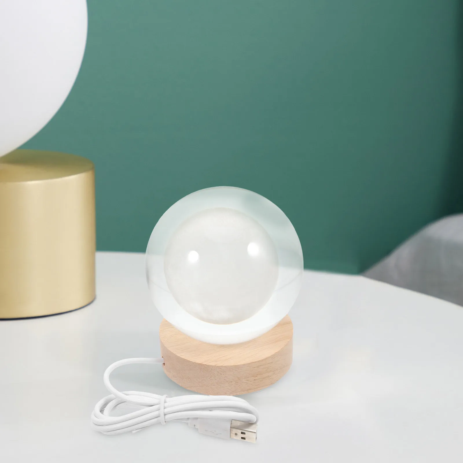 3D Engraved Crystal Ball Night Lamp LED Base Color Changing Sphere Light for Bedroom Decorative Night Lamp