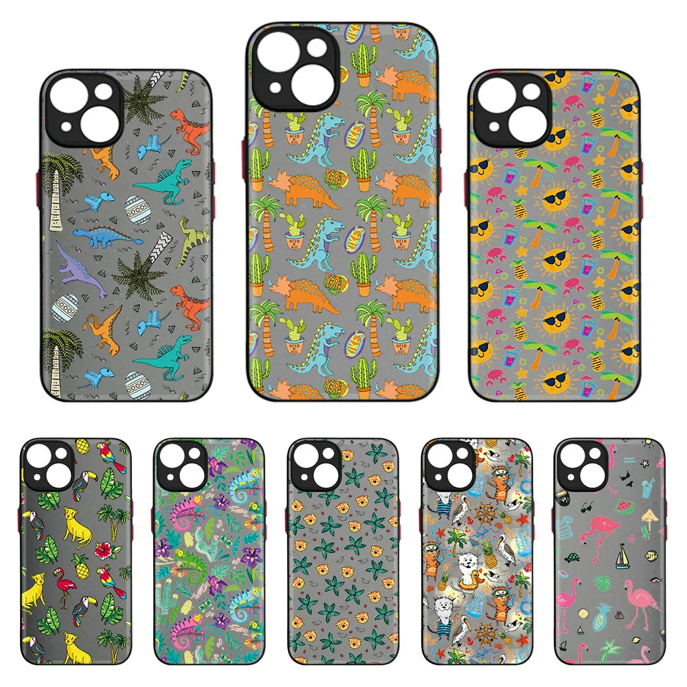 Plants and Animals Matte Frosted Phone Case for iPhone 7 8 Plus 11 SE Pro X XS XR Max