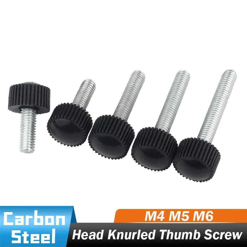 

Black Carbon Steel Bakelite Handle Thumb Screw M4 ~ M6 Plastic Round Knurled Hand-tightening Adjustable Bolt