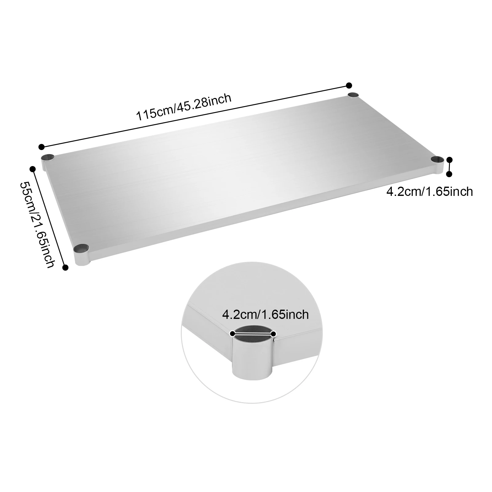 

45.28*21.65*1.65in Silver Under Shelf for Work Tables, Stainless Steel Adjustable Lower Shelf, Work Table Under Shelf for Office