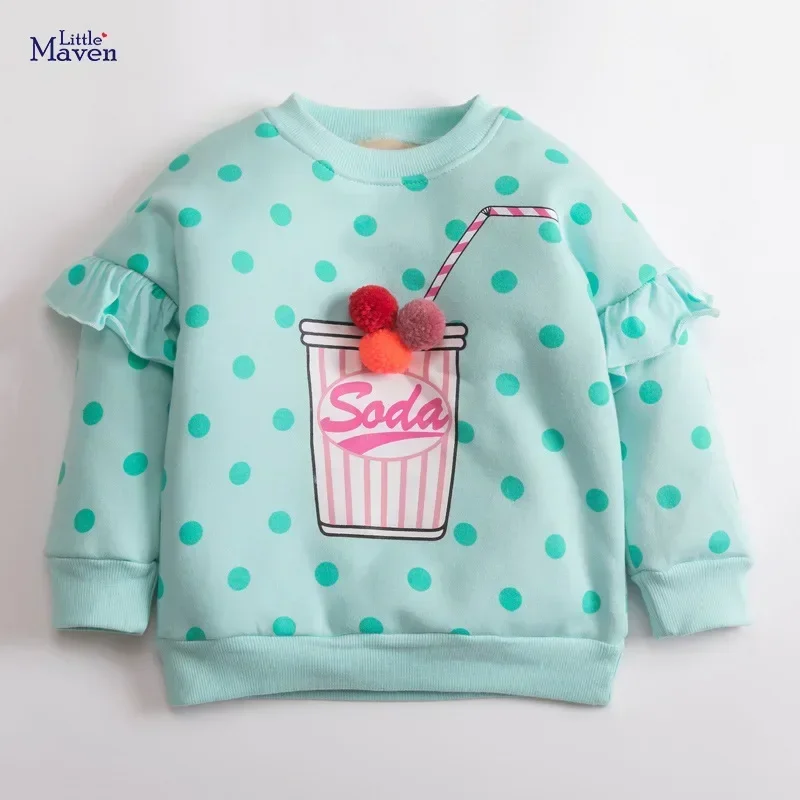 

2-10 Years Old Girl Pullover 2023 Autumn Winter Girls Coat Fleece-lined Thickened Cartoon Sweater Long Sleeve Cotton Clothes Top