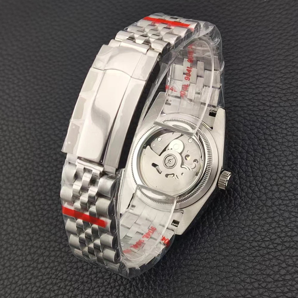 39 مللي متر/36 مللي متر nh35 ساعة من يهتمني بالفعل متأخر ساعة لا شعار الأزرق النص الهاتفي الياقوت كريستال زجاج NH35 الحركة التلقائية