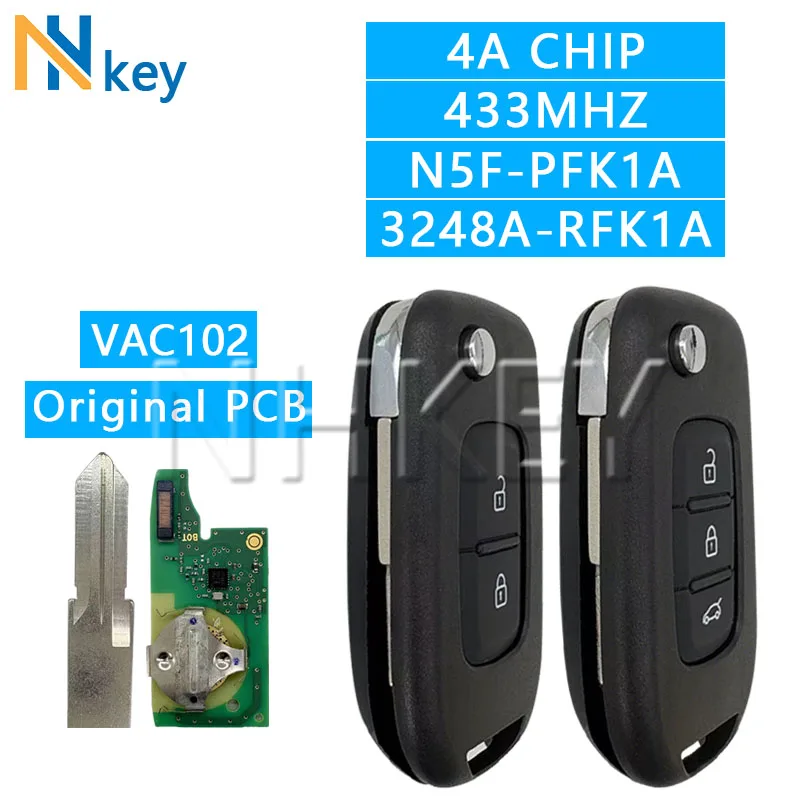 Llave de coche con control remoto NH KEY Original PCB FCCID:N5F-PFK1A IC:3248A-RFK1A 433Mhz 4A Chip para Renault Logan Duster Sandero Oroch