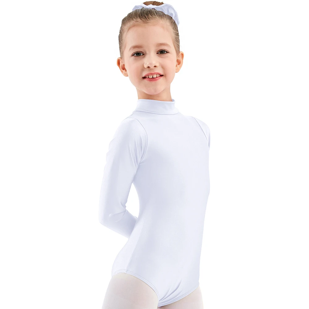 Speerise  Kids Basic Ballet  Leotard Long Sleeve Turtleneck Girls Gymnastics Spandex Toddler Baby Romper Dance Costumes