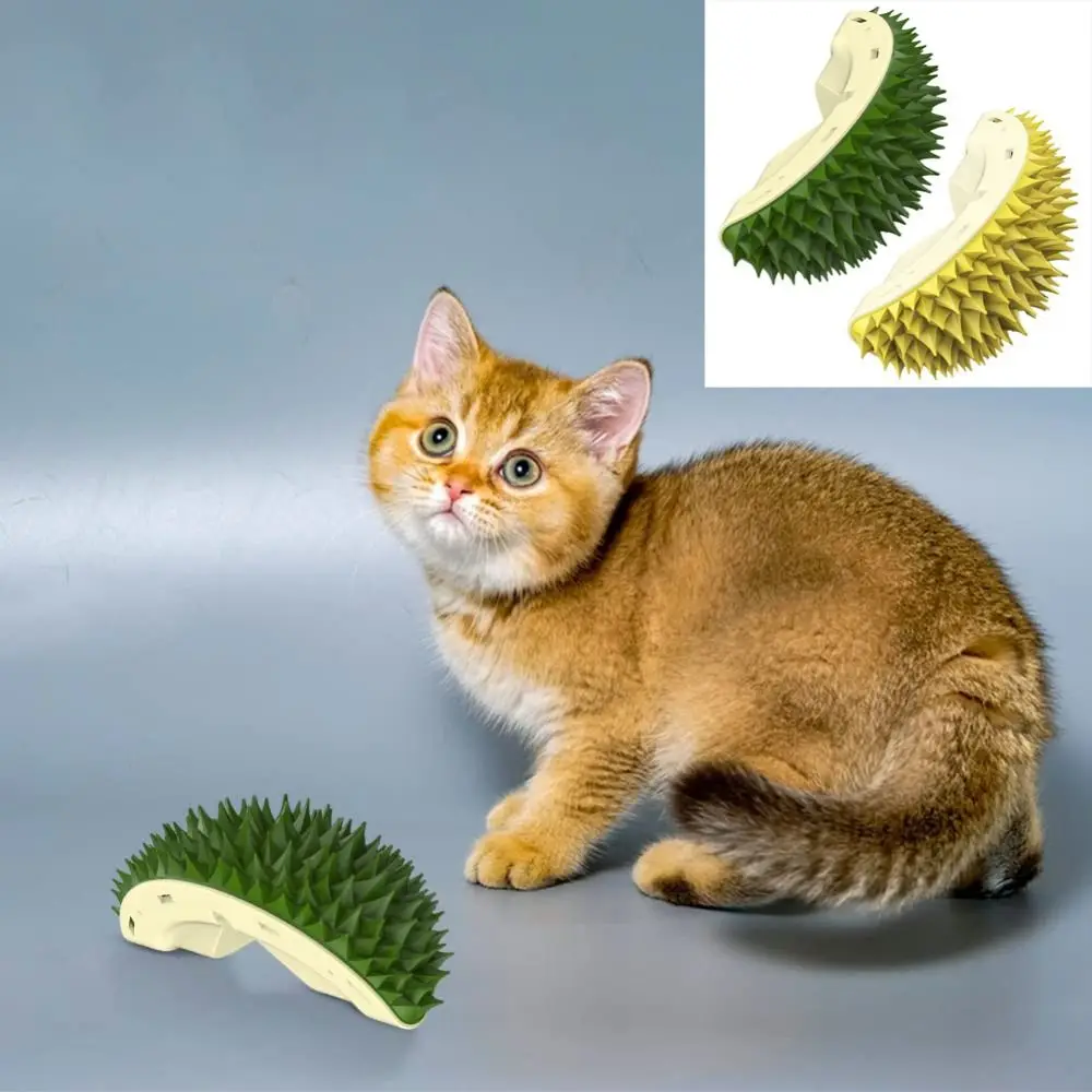 NEW ABS Cat Massage Combs Durian Shape Pet Grooming Cat Self Groomer With Catnip Hair Remover Brushes Cat