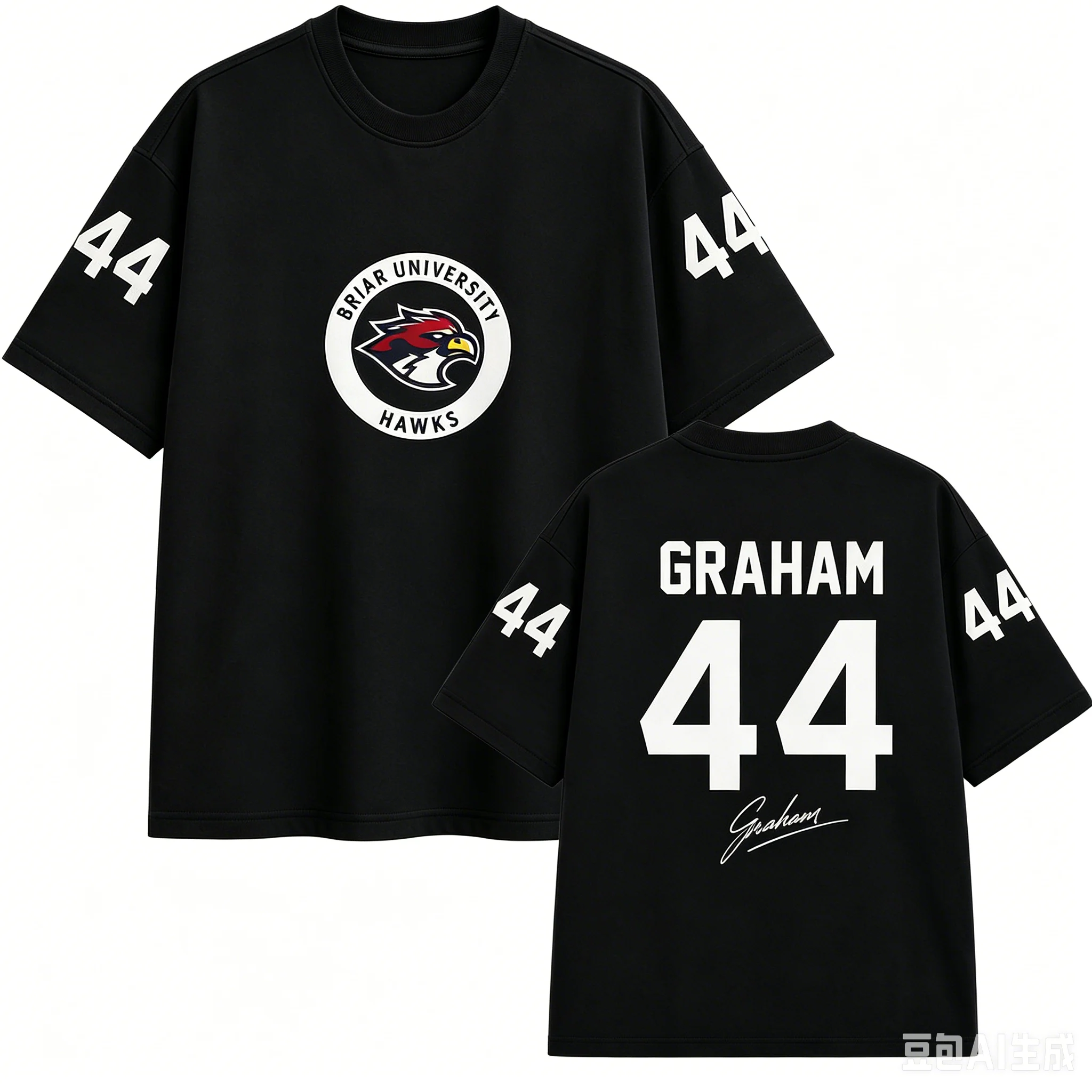 Briar Hockey Tee Black Circular Eagle Emblem Name Digit Signature Sleeve Print Front Rear Decor 2026 Adult Kid Casual Shirt