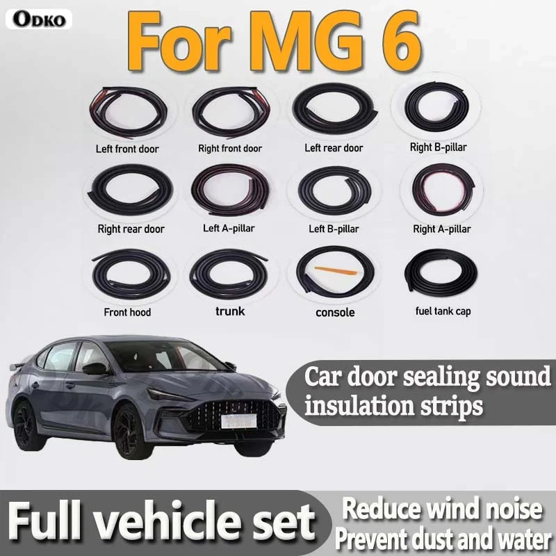 For MG 6 Car Door Seal Strip Rubber Noise Insulation Dustproof Seal Strip Waterproof Not easy to Fall off Car Accessories 12Pcs