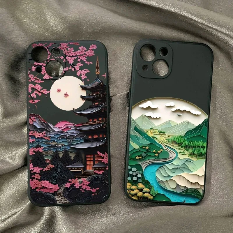 

Japan Anime Landscape Scenery Phone Case For iPhone 17 16 15 11 12 14 13 Pro Max Mini X XS XR 7 8 Plus SE4 16E Shockproof Cover