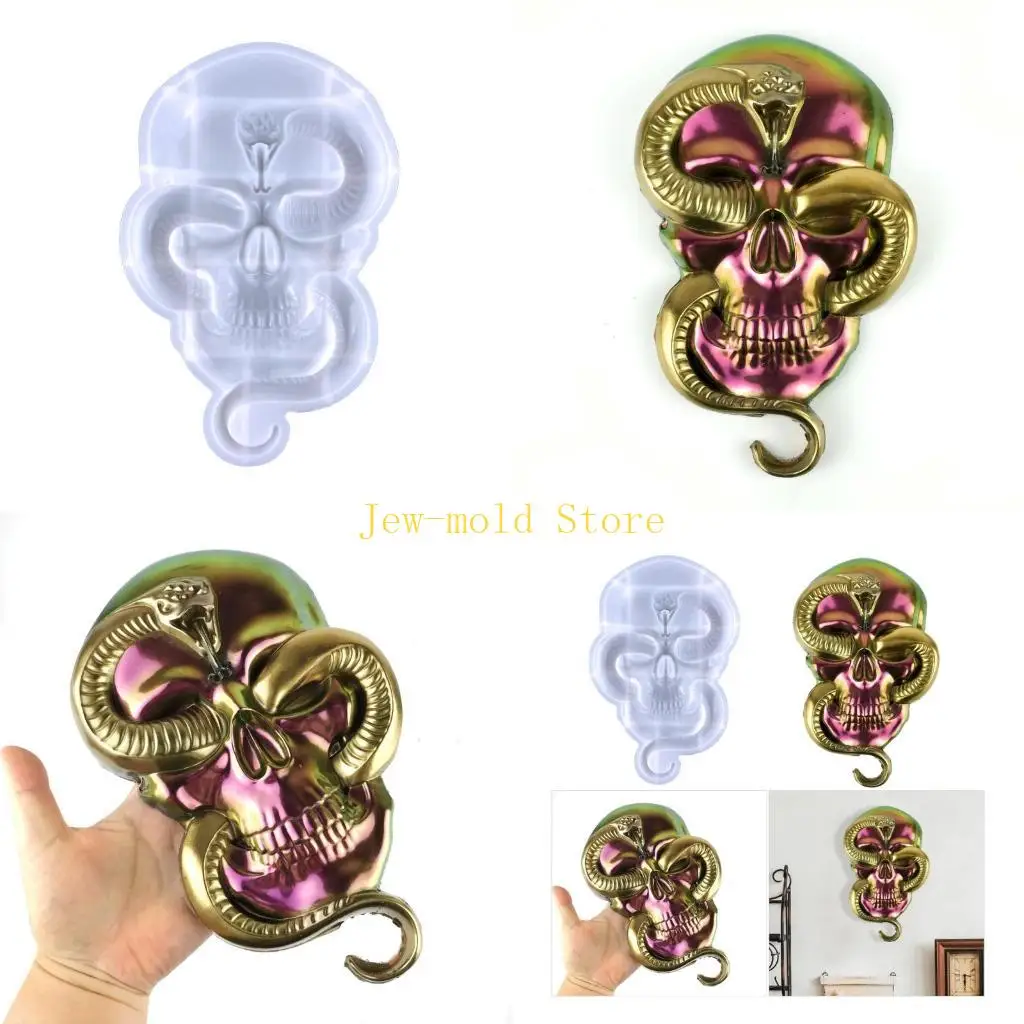 

C71B Snakelike Skull Silicone Mold for DIY Halloween Skull Ornament Christmas Decor
