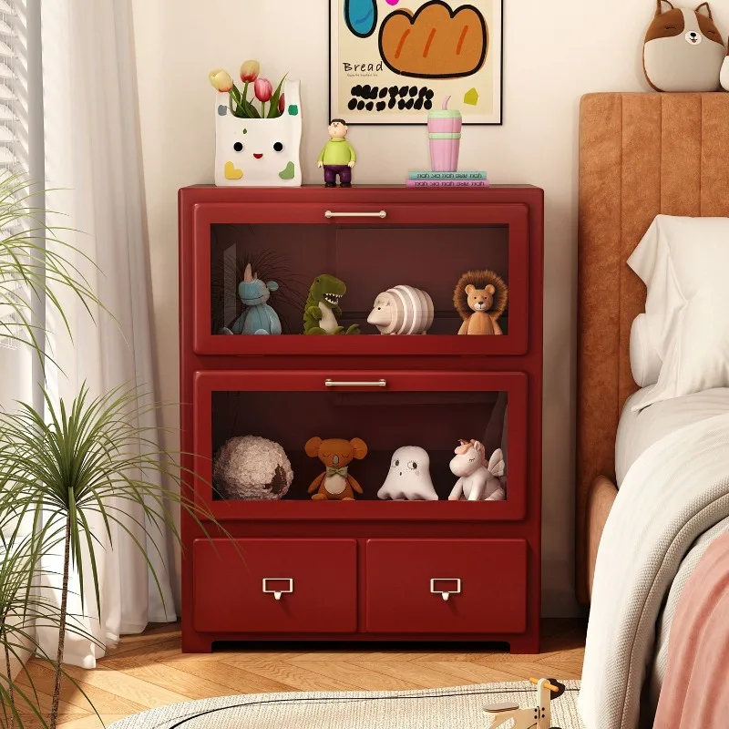 

Macaron-Style Display Cabinet - Transparent Figure Showcase with Drawers; Living Room Storage & Sideboard; Storage Cabinet