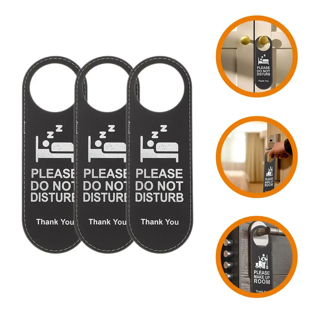 3Pcs Door Sign Do Not Disturb Signs High Quality Not Disturb Make Up Room Ideal Hotel Bar Hanging Warning Function